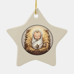 Baby Jesus in Manger Nativity Ornament