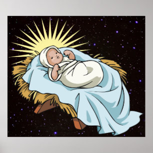 baby jesus in manger poster