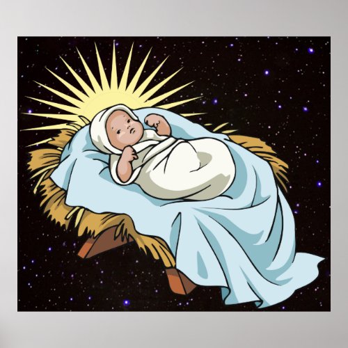 baby jesus in manger poster