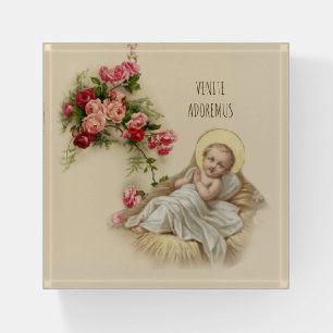 Baby Jesus in Manger Religious Christmas Paperweight