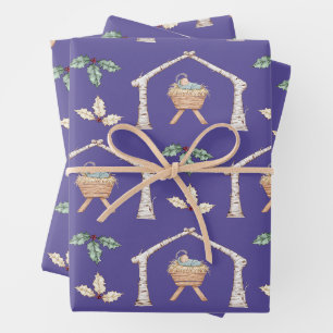 Baby Jesus in Manger Wrapping Paper Sheets