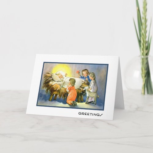 Baby Jesus in the Manger Holiday Card