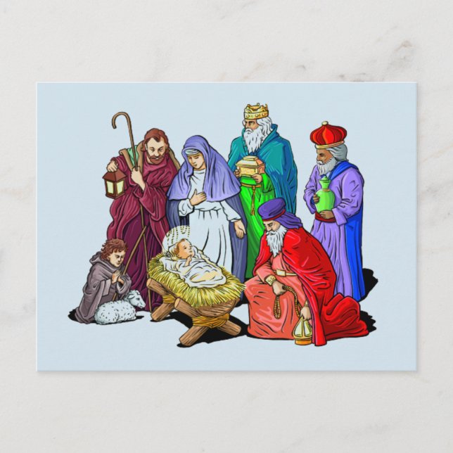 Baby Jesus in the Manger Holiday Postcard (Front)