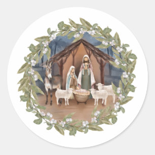 Baby Jesus in the Manger Nativity Classic Round S Classic Round Sticker