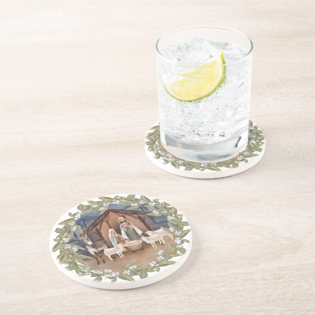 Baby Jesus in the Manger Nativity  Coaster (Side)
