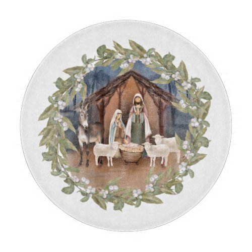Baby Jesus in the Manger Nativity  Cutting Board