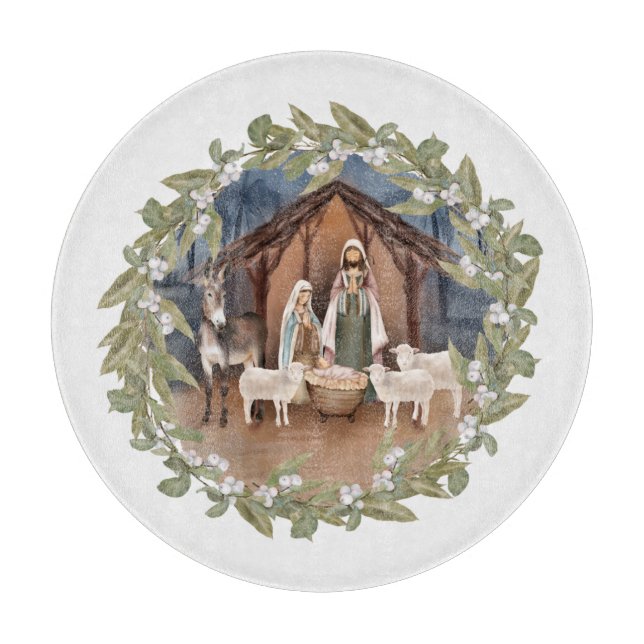 Baby Jesus in the Manger Nativity  Cutting Board (Front)