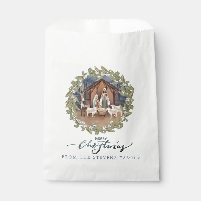 Baby Jesus in the Manger Nativity  Favor Bag (Front)