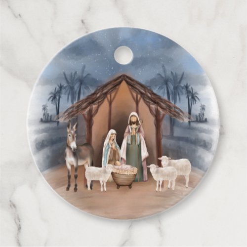 Baby Jesus in the Manger Nativity Favor Tags