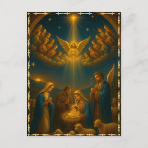 Baby Jesus in the Manger Nativity Scene Photo Holiday Postcard