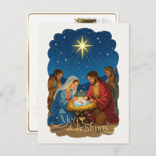 Baby Jesus in the Manger Nativity Scene Your Photo Holiday Postcard