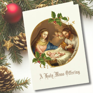 Baby Jesus Manger Christmas Mass Offering Memorial Holiday Card