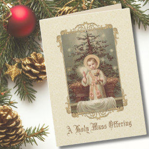 Baby Jesus Manger Christmas Mass Offering Memorial Holiday Card