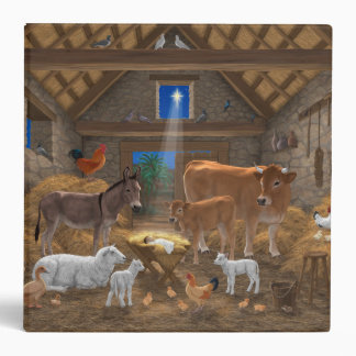 Baby Jesus Manger Holy Night Christmas Nativity 3 Ring Binder