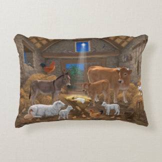 Baby Jesus Manger Holy Night Christmas Nativity Accent Pillow