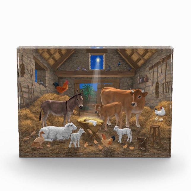 Baby Jesus Manger Holy Night Christmas Nativity Acrylic Award (Front)