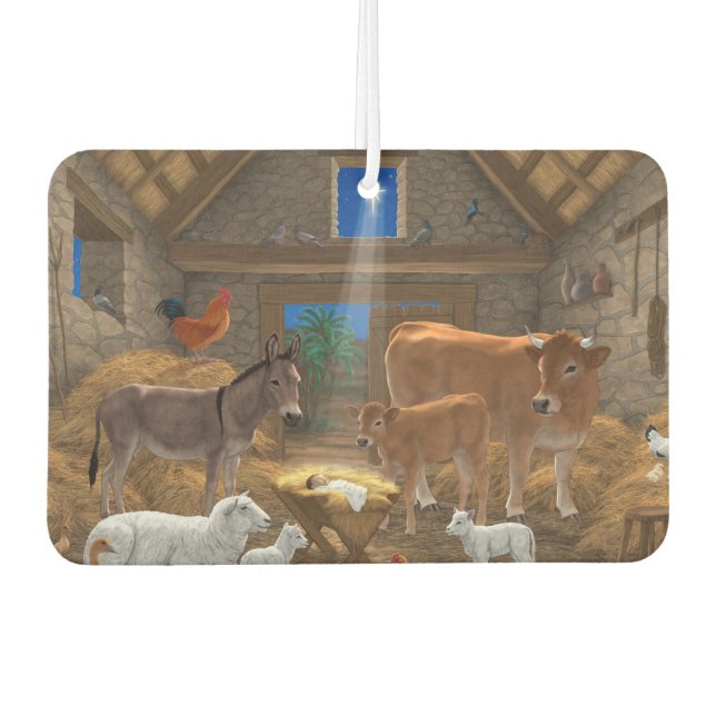 Baby Jesus Manger Holy Night Christmas Nativity Air Freshener (Front)