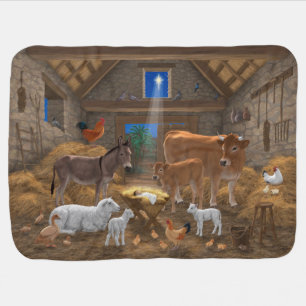 Baby Jesus Manger Holy Night Christmas Nativity Blanket