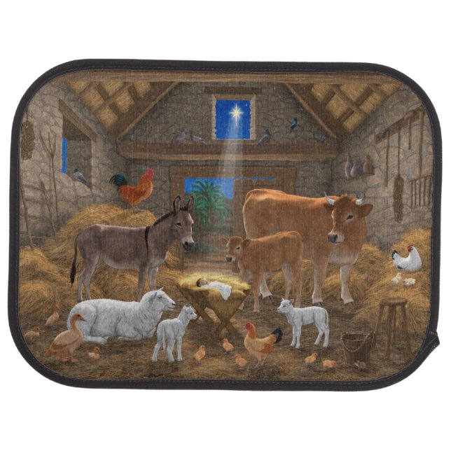 Baby Jesus Manger Holy Night Christmas Nativity Car Floor Mat (Rear)