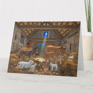 Baby Jesus Manger Holy Night Christmas Nativity Card