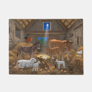 Baby Jesus Manger Holy Night Christmas Nativity Doormat