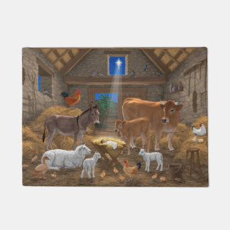 Baby Jesus Manger Holy Night Christmas Nativity Doormat