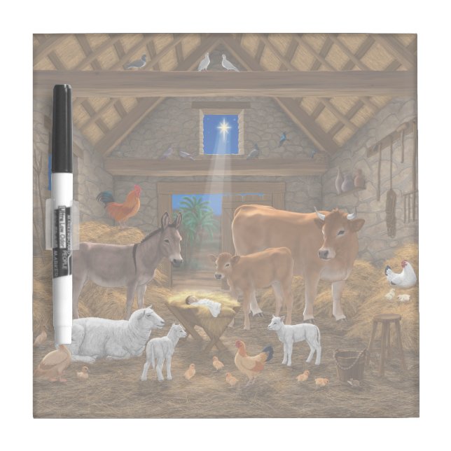 Baby Jesus Manger Holy Night Christmas Nativity Dry Erase Board (Front)