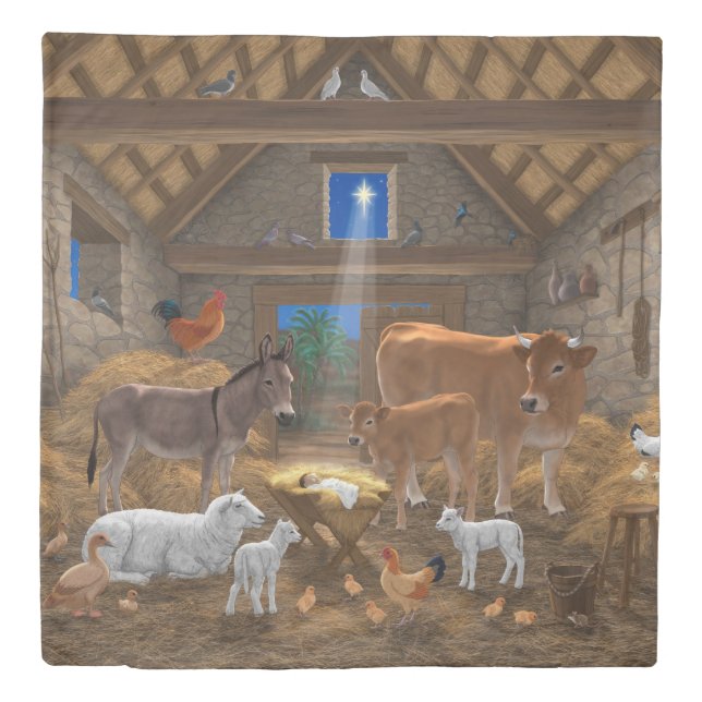 Baby Jesus Manger Holy Night Christmas Nativity Duvet Cover (Front)