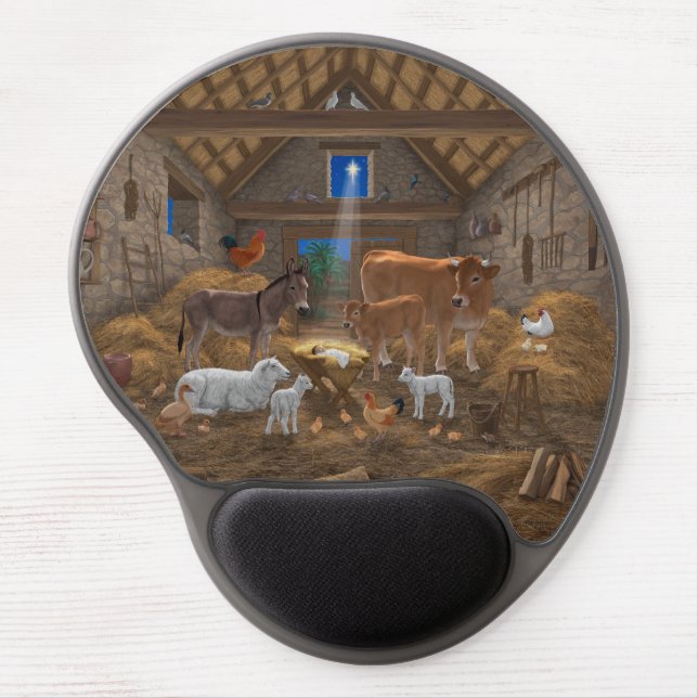 Baby Jesus Manger Holy Night Christmas Nativity Gel Mouse Pad (Front)