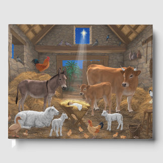Baby Jesus Manger Holy Night Christmas Nativity Guest Book