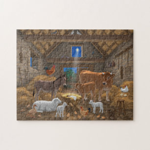 Baby Jesus Manger Holy Night Christmas Nativity Jigsaw Puzzle