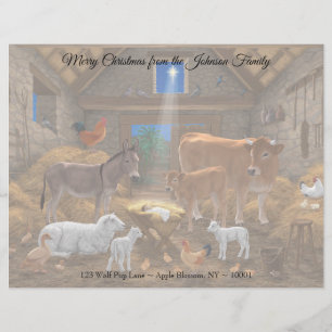 Baby Jesus Manger Holy Night Christmas Nativity Letterhead