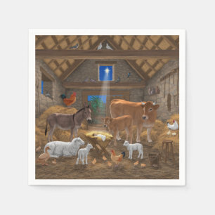 Baby Jesus Manger Holy Night Christmas Nativity Napkins