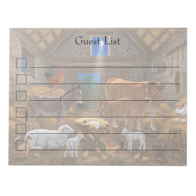 Baby Jesus Manger Holy Night Christmas Nativity Notepad (Front)
