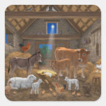 Baby Jesus Manger Holy Night Christmas Nativity Square Sticker