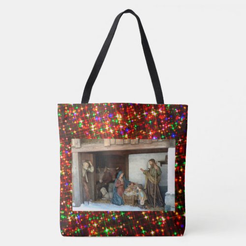 Baby Jesus Mary and Joseph Nativity Tote Bag