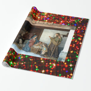 Baby Jesus, Mary and Joseph Nativity Wrapping Paper