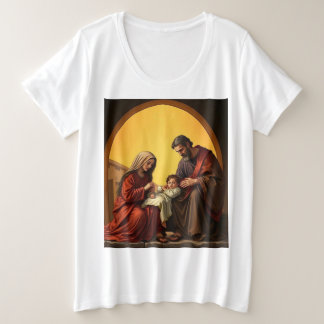 Baby Jesus Mary and Joseph Women's Plus Size Tee