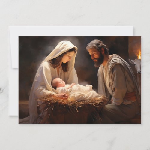 Baby Jesus Mary Joseph Nativity Merry Christmas Holiday Card