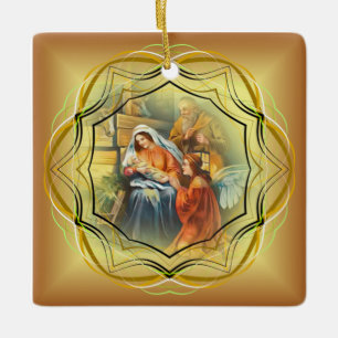Baby Jesus, Mary & Joseph, The Holy Family, Angel  Ceramic Ornament