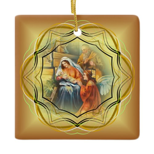 Baby Jesus, Mary &amp; Joseph, The Holy Family, Angel  Ceramic Ornament