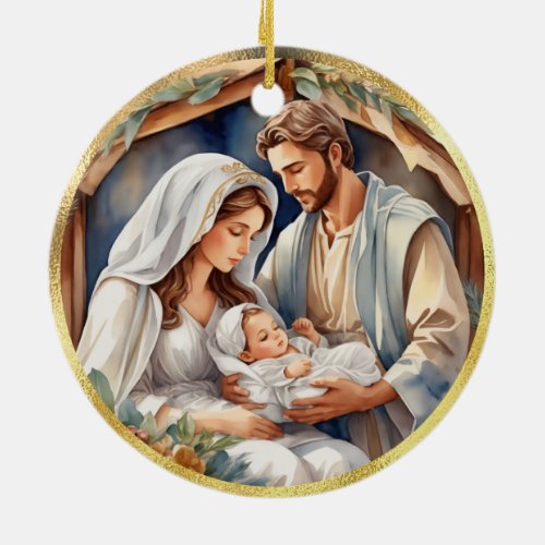 Baby Jesus  Nativity Holiday Card Ceramic Ornament