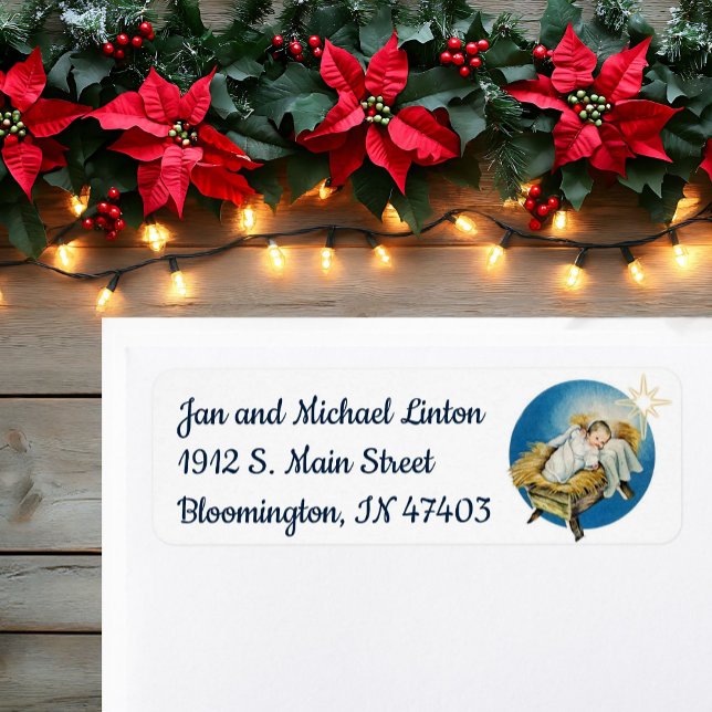Baby Jesus Nativity Personalize Return Address Lab Label (Creator Uploaded)