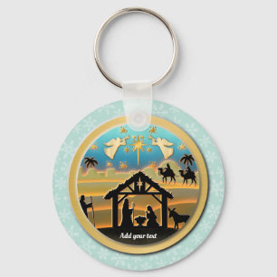 Baby Jesus Nativity Scene, Birth of Jesus Holiday Keychain