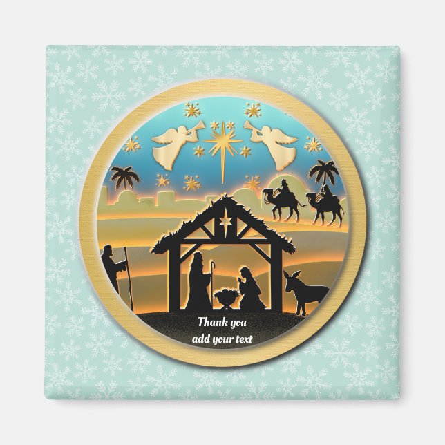 Baby Jesus Nativity Scene, Birth of Jesus Holiday Magnet (Front)