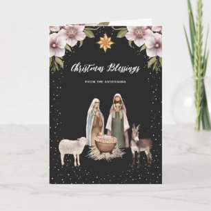 Baby Jesus Nativity Scene Christian Christmas Holiday Card