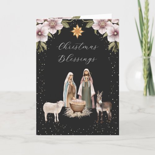 Baby Jesus Nativity Scene Christian Christmas Holiday Card