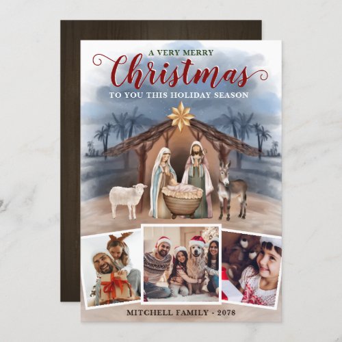 Baby Jesus Nativity Scene Photo Collage Christmas Holiday Card