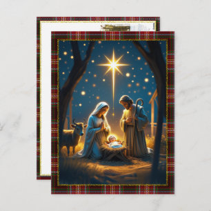 Baby Jesus Nativity Scene Photo Merry Christmas Holiday Postcard