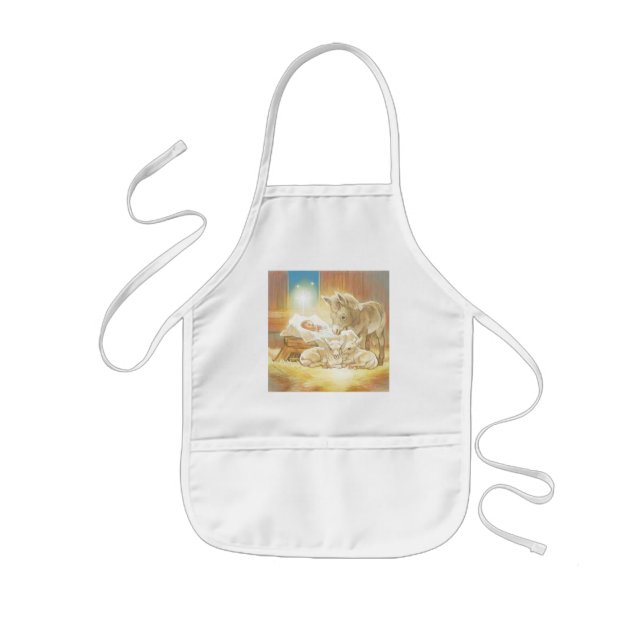 Baby Jesus Nativity with Lambs and Donkey Kids' Apron (Front)